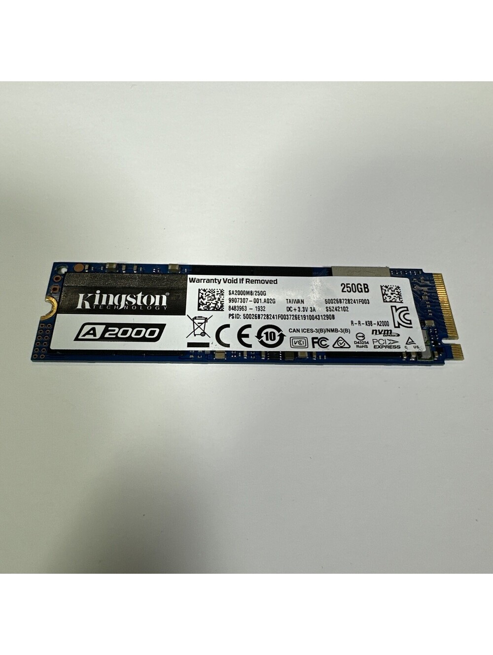 Kingston A2000 250GB M.2 NVMe Internal SSD (SA2000M8/250G)